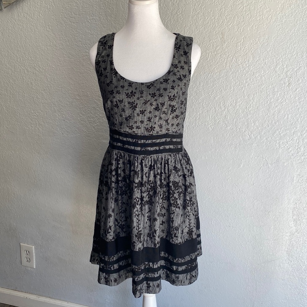 Be Bop Black Floral A-Line Dress Size Large